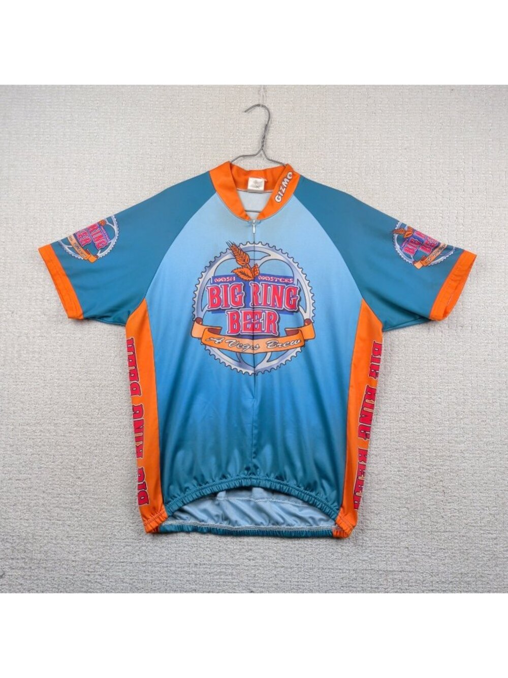 Gizmo Vegas Big Ring Beer Men’s XL USA Short Sleeve Racing Cycling Jersey